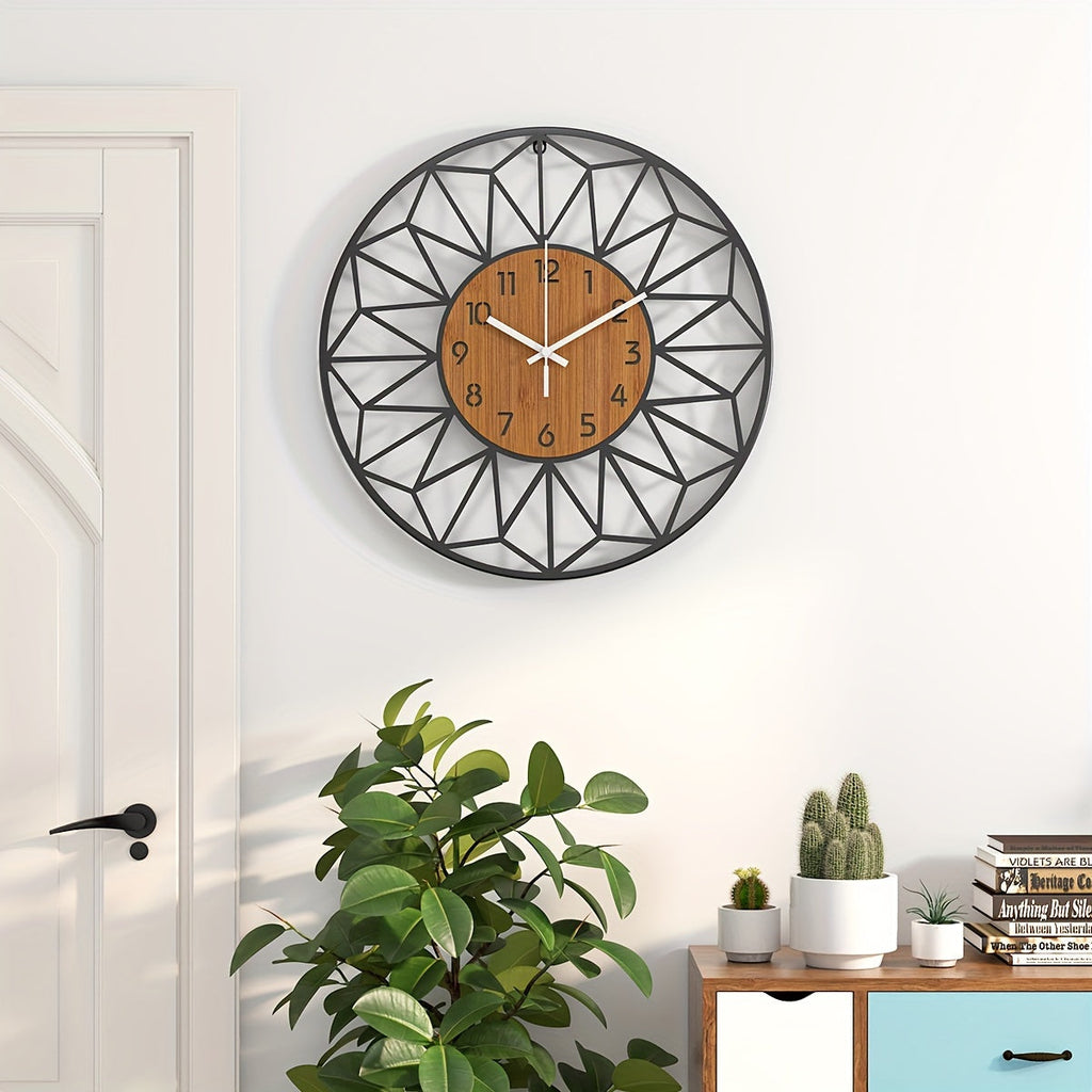 Metal and Wood Wall Clock – product image 2