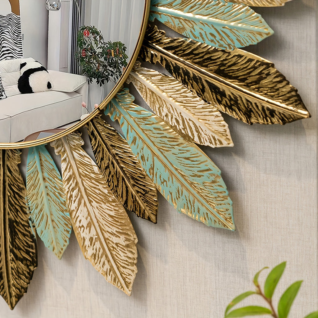 Teal and Gold Sunburst Mirror – product image 6