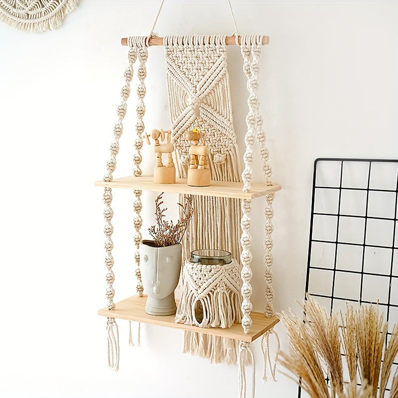 Boho Macrame Wall Shelf – product image 2