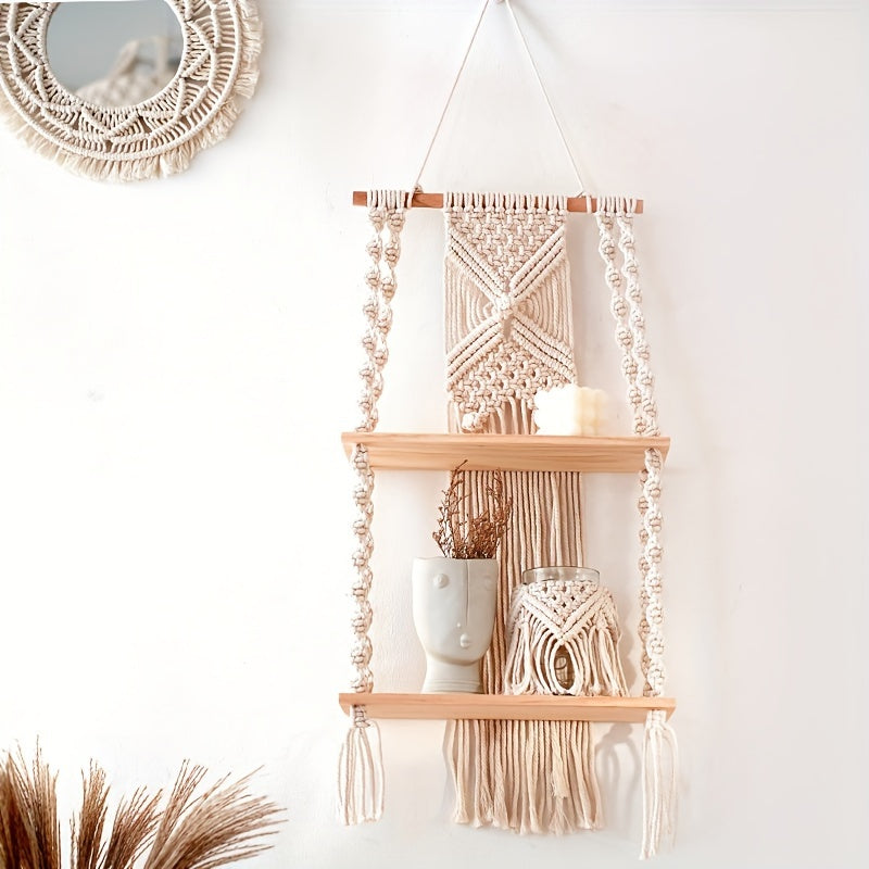 Boho Macrame Wall Shelf – product image 3