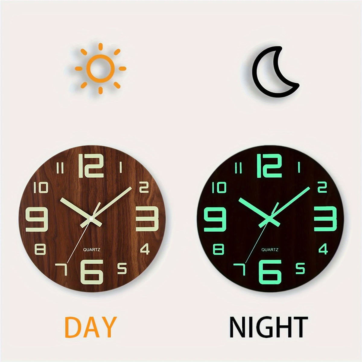 Walnut Luminous Wall Clock – product image 6