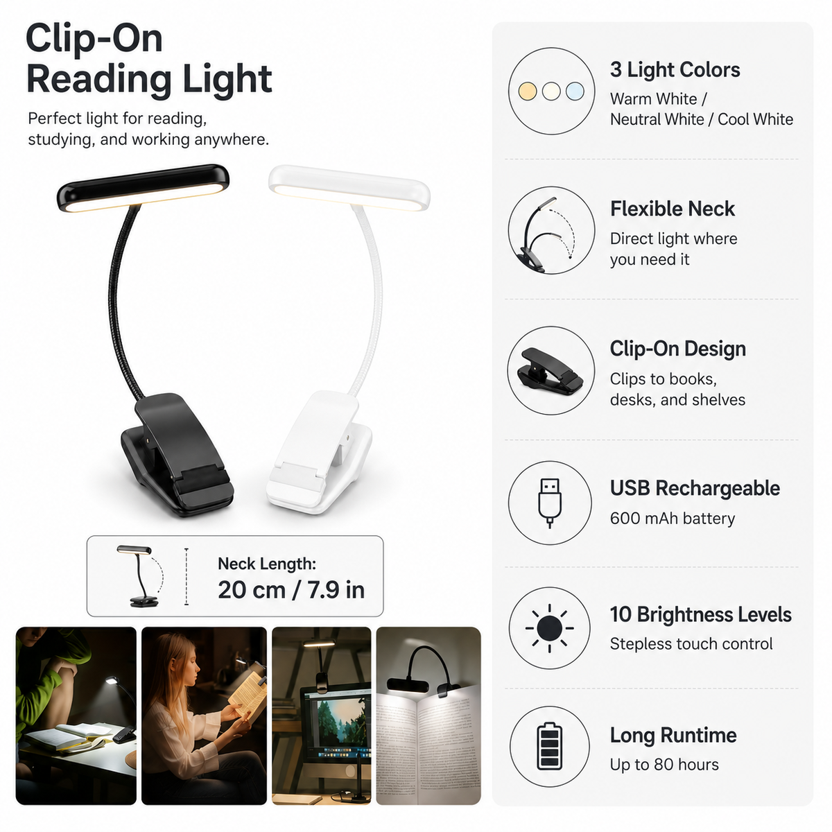 Flexi Clip Reading Light – product image 7