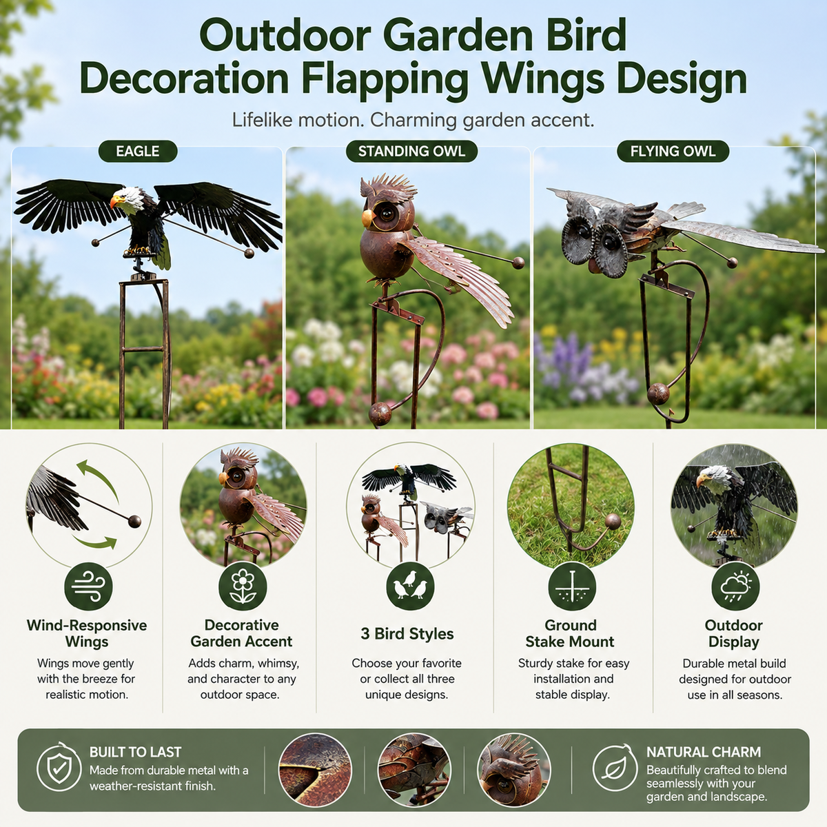 Flapping Wing Garden Bird Ornament – product image 8