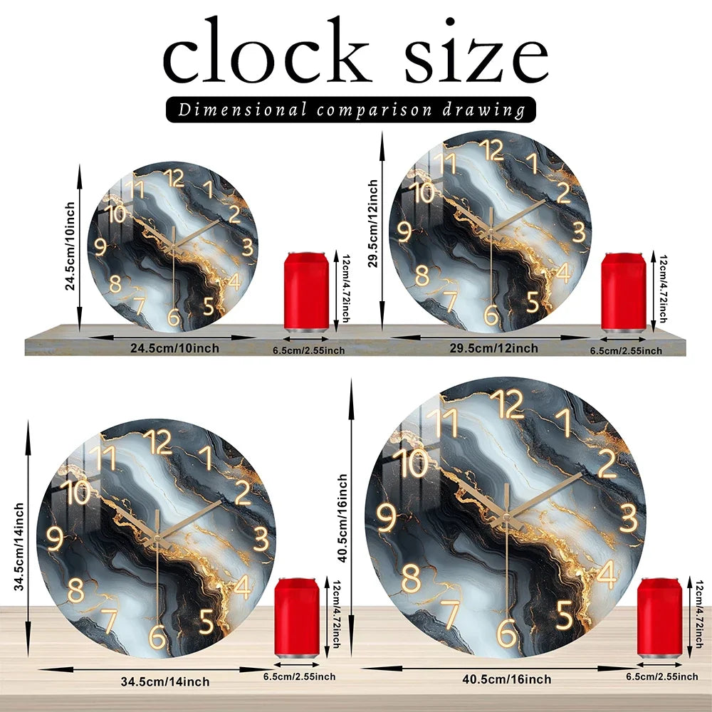 Blue Gold Marble Effect Wall Clock – product image 6