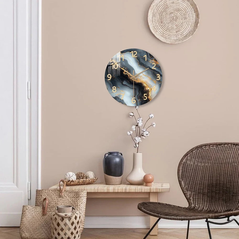 Blue Gold Marble Effect Wall Clock – product image 3