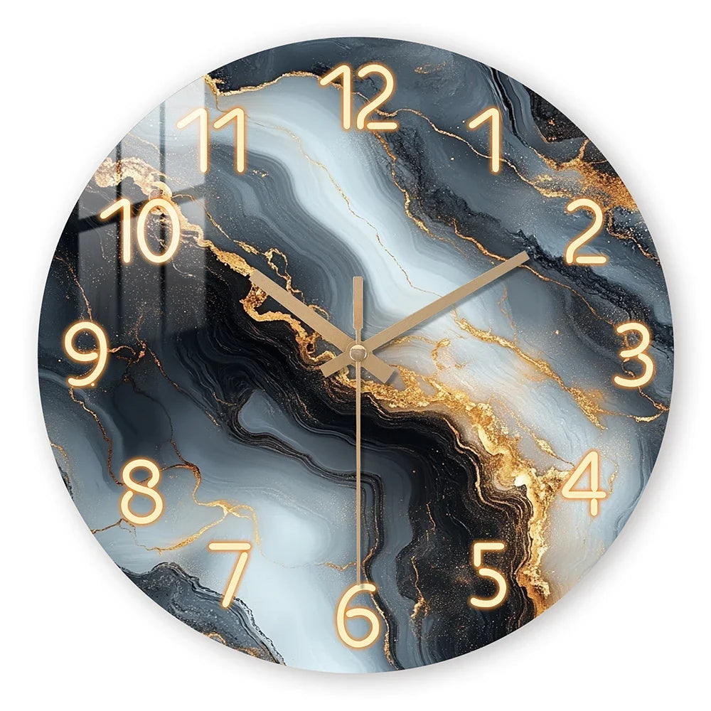 Blue Gold Marble Effect Wall Clock – product image 4
