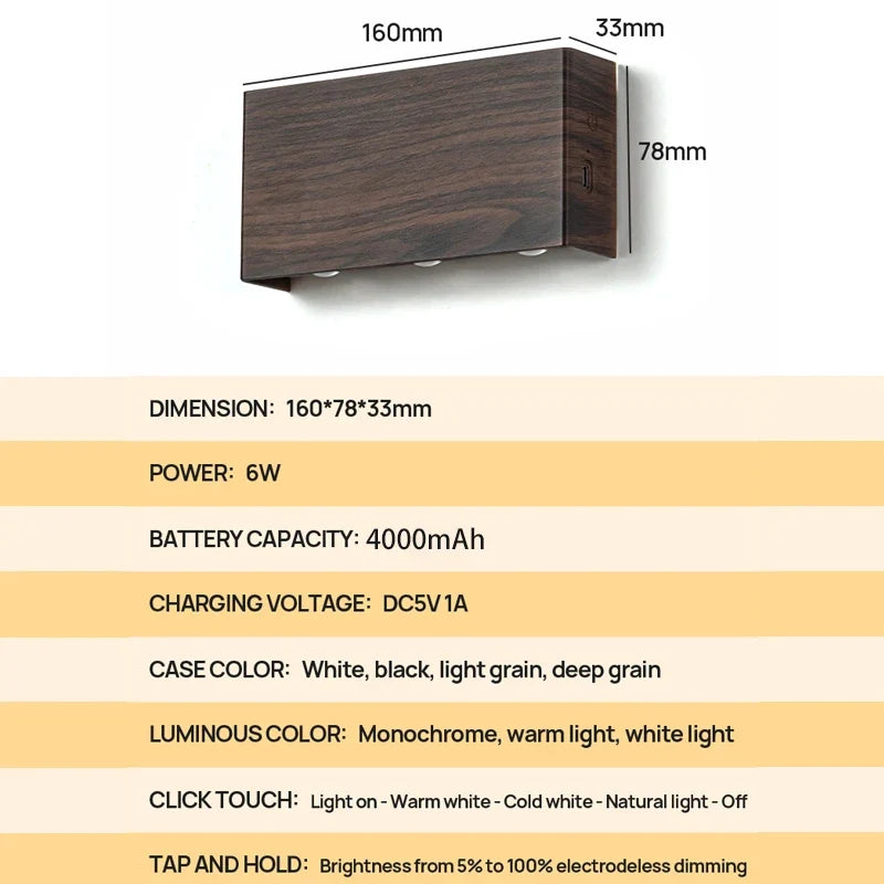 LumiBlock Wood Grain Wall Lamp – product image 7