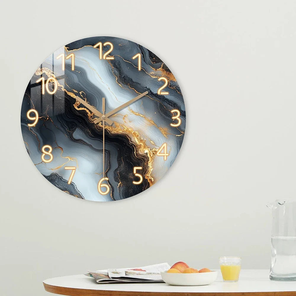 Blue Gold Marble Effect Wall Clock – product image 5