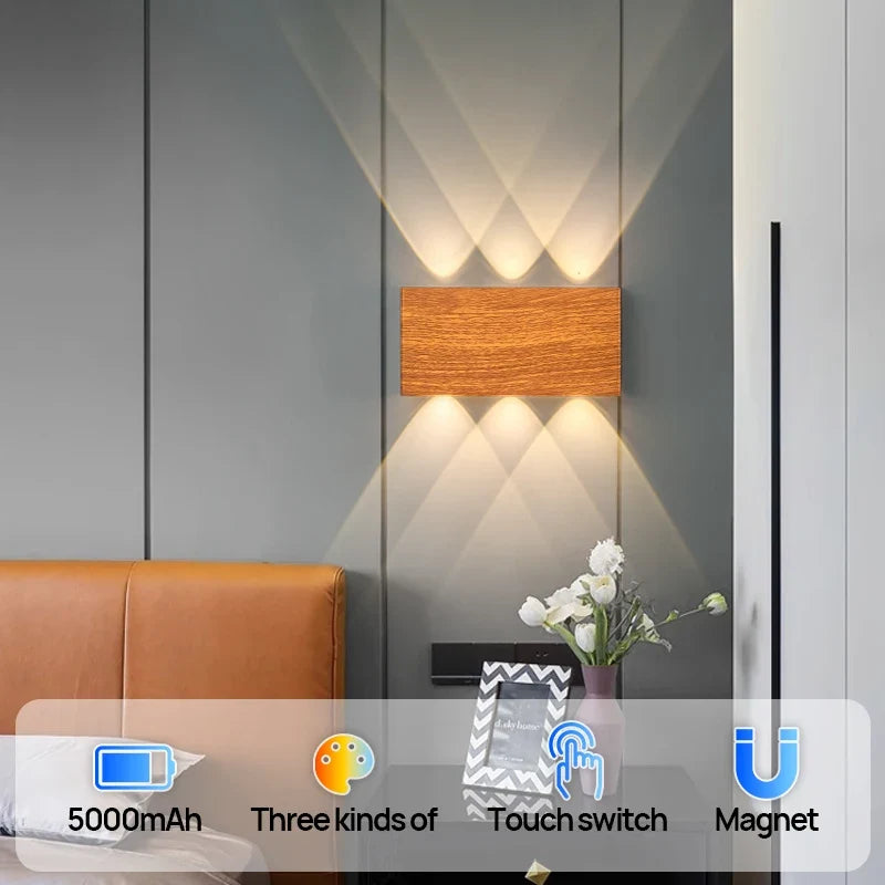 LumiBlock Wood Grain Wall Lamp – product image 4