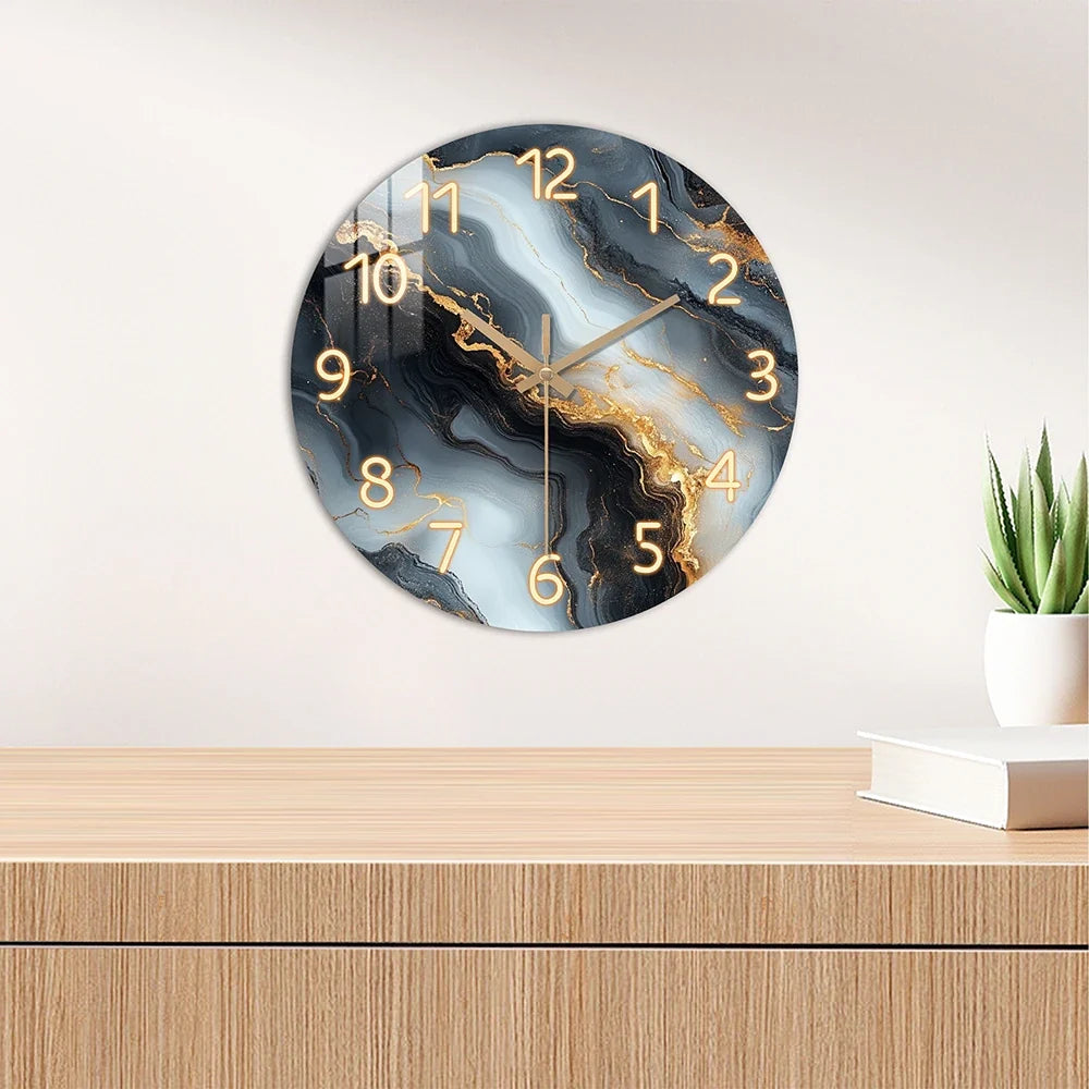 Blue Gold Marble Effect Wall Clock – product image 2