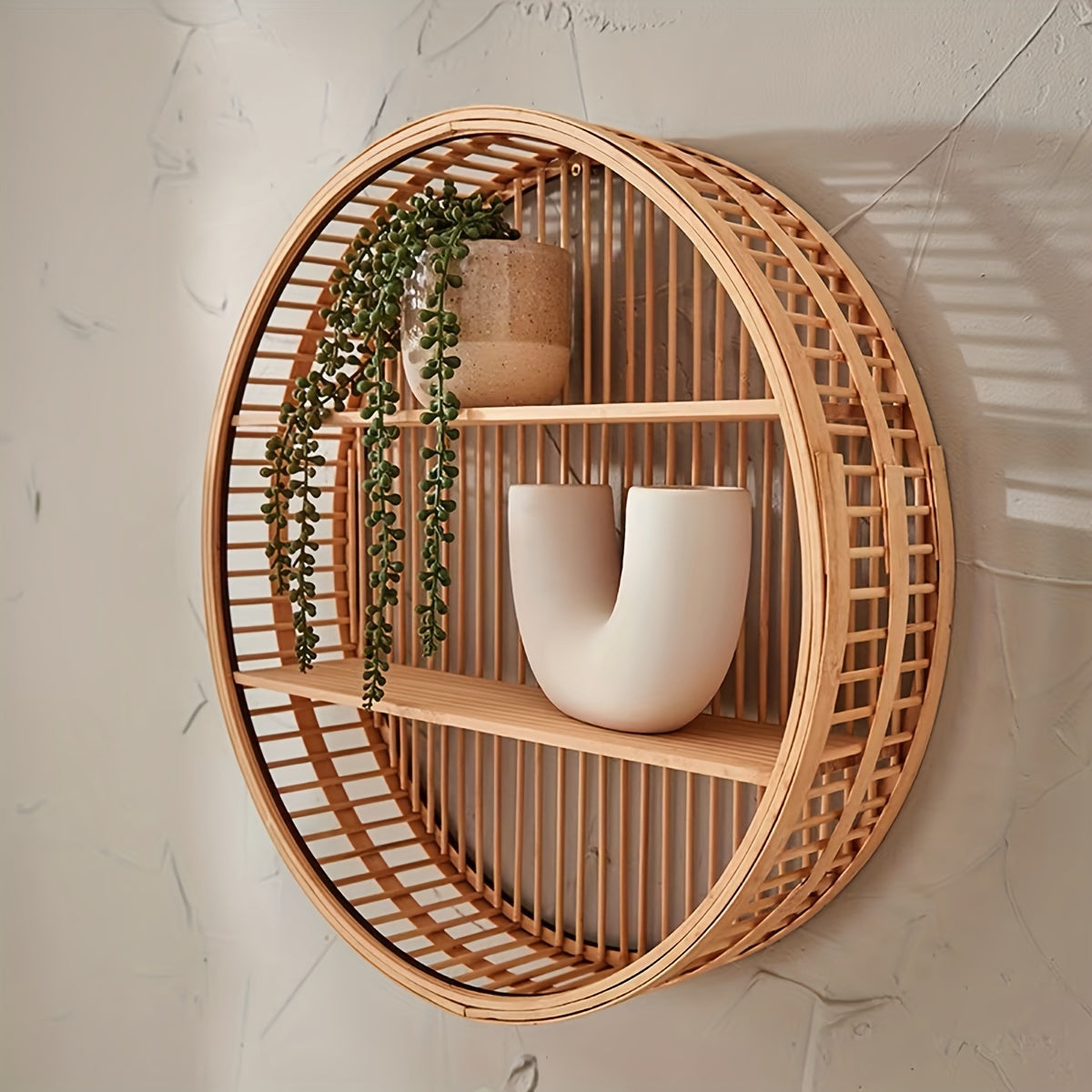 Round Bamboo Wall Shelf – product image 2