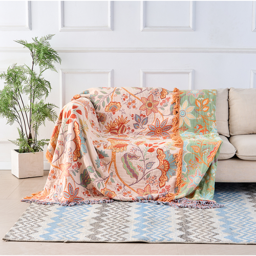 Boho Floral Fringe Cotton Throw – product image 2