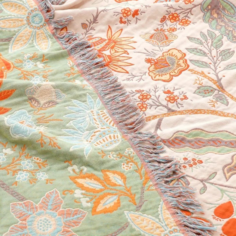 Boho Floral Fringe Cotton Throw – product image 7