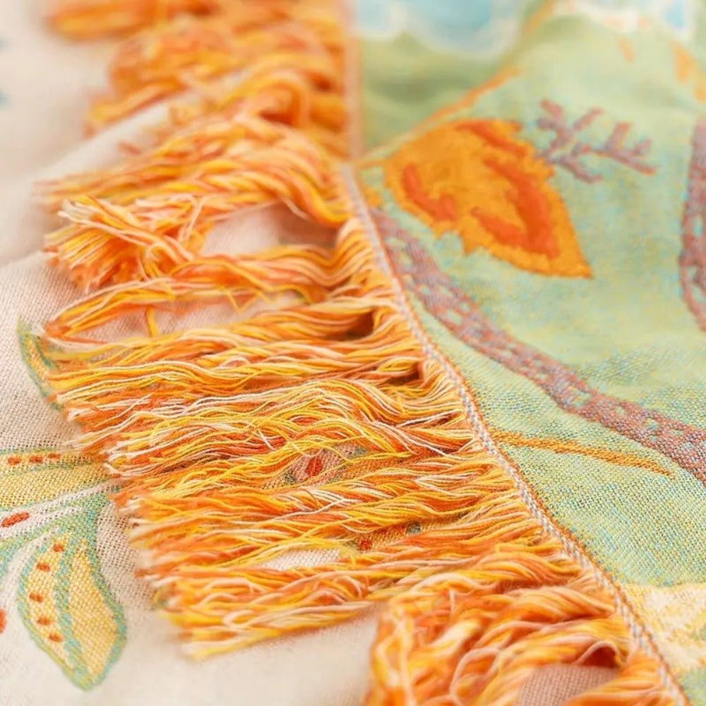 Boho Floral Fringe Cotton Throw – product image 8