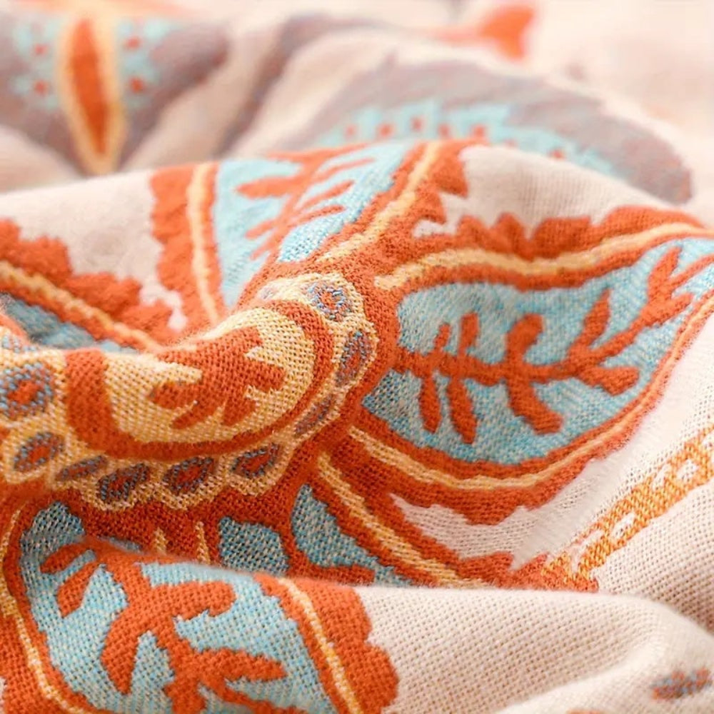 Boho Floral Fringe Cotton Throw – product image 9