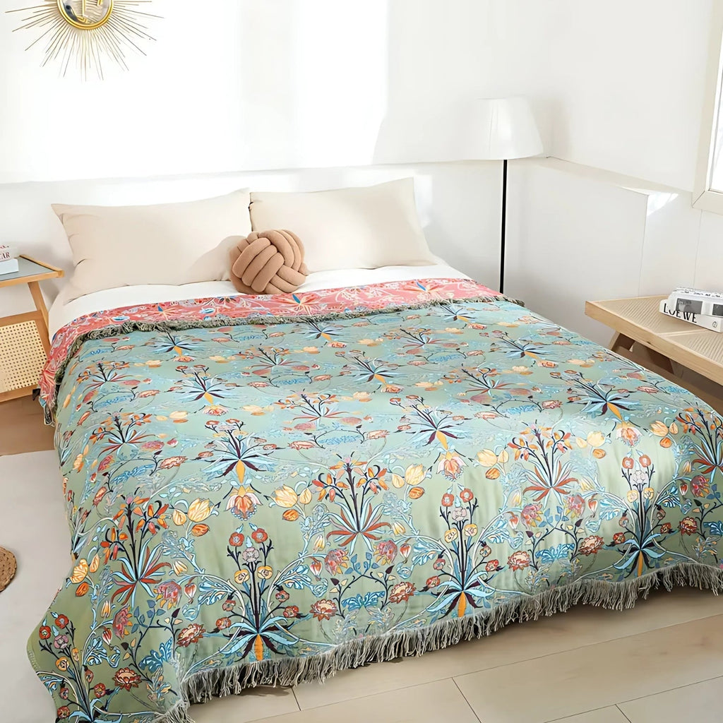 Reversible Floral Cotton Blanket – product image 2