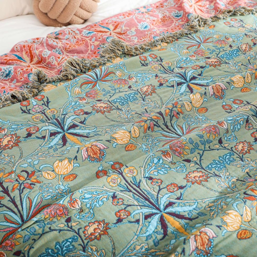 Reversible Floral Cotton Blanket – product image 3