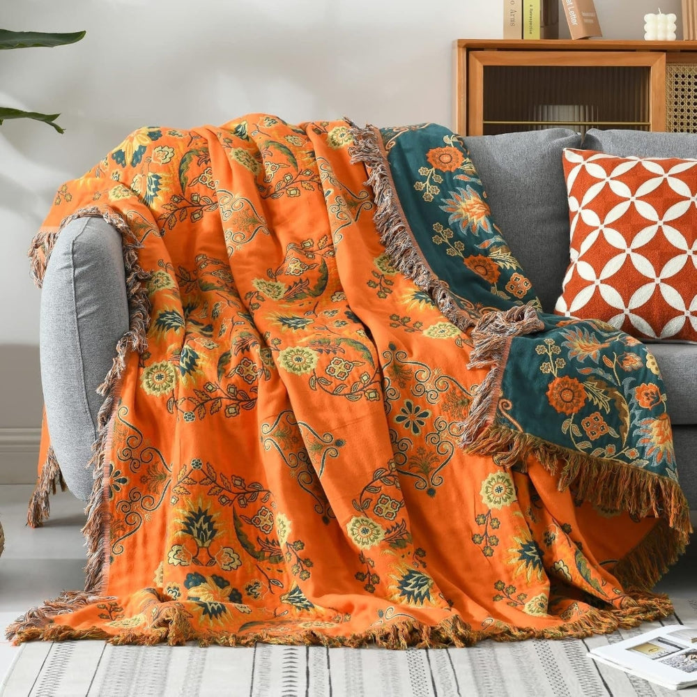 Reversible Cotton Fringe Throw – product image 3