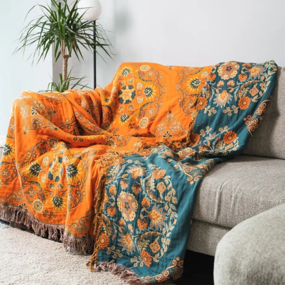 Reversible Cotton Fringe Throw – product image 2