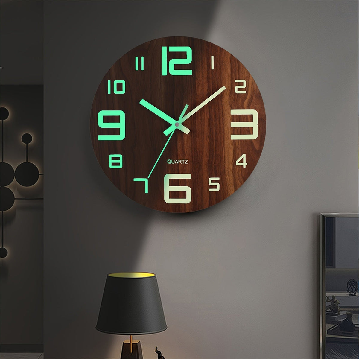 Walnut Luminous Wall Clock – product image 2