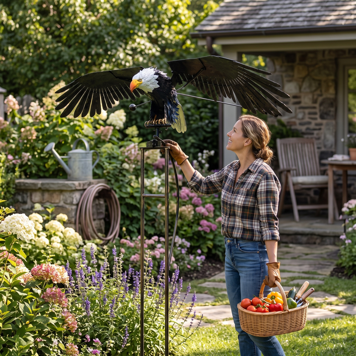 Outdoor Garden Bird Decoration Flapping Wings Design