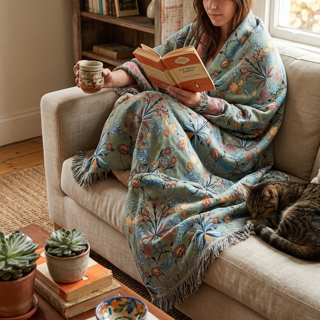 Cotton Blanket Reversible Throw Soft Woven Quilt