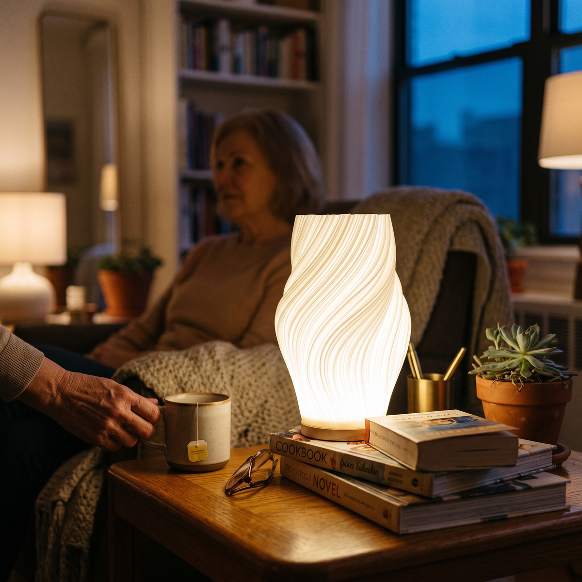 Wave Wood Table Lamp
