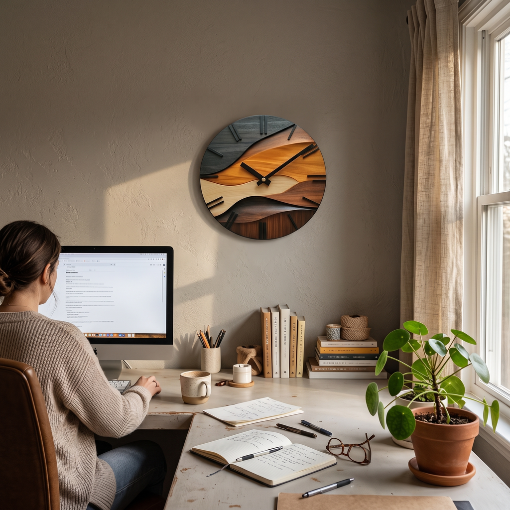 Nordic Wood Grain Clock