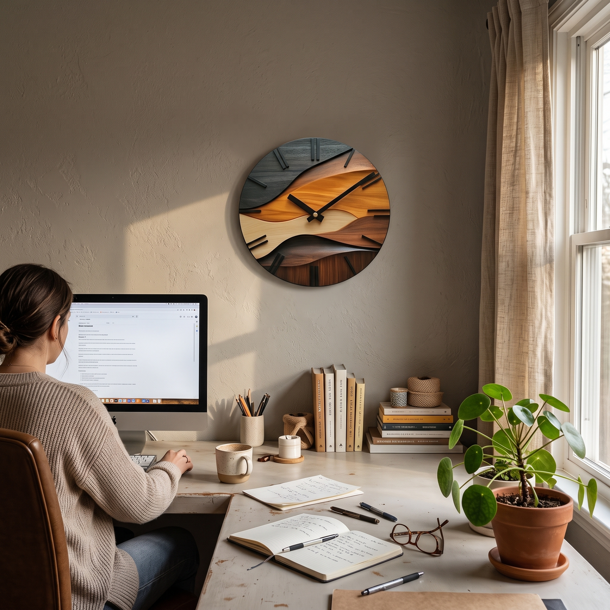 Nordic Wood Grain Clock