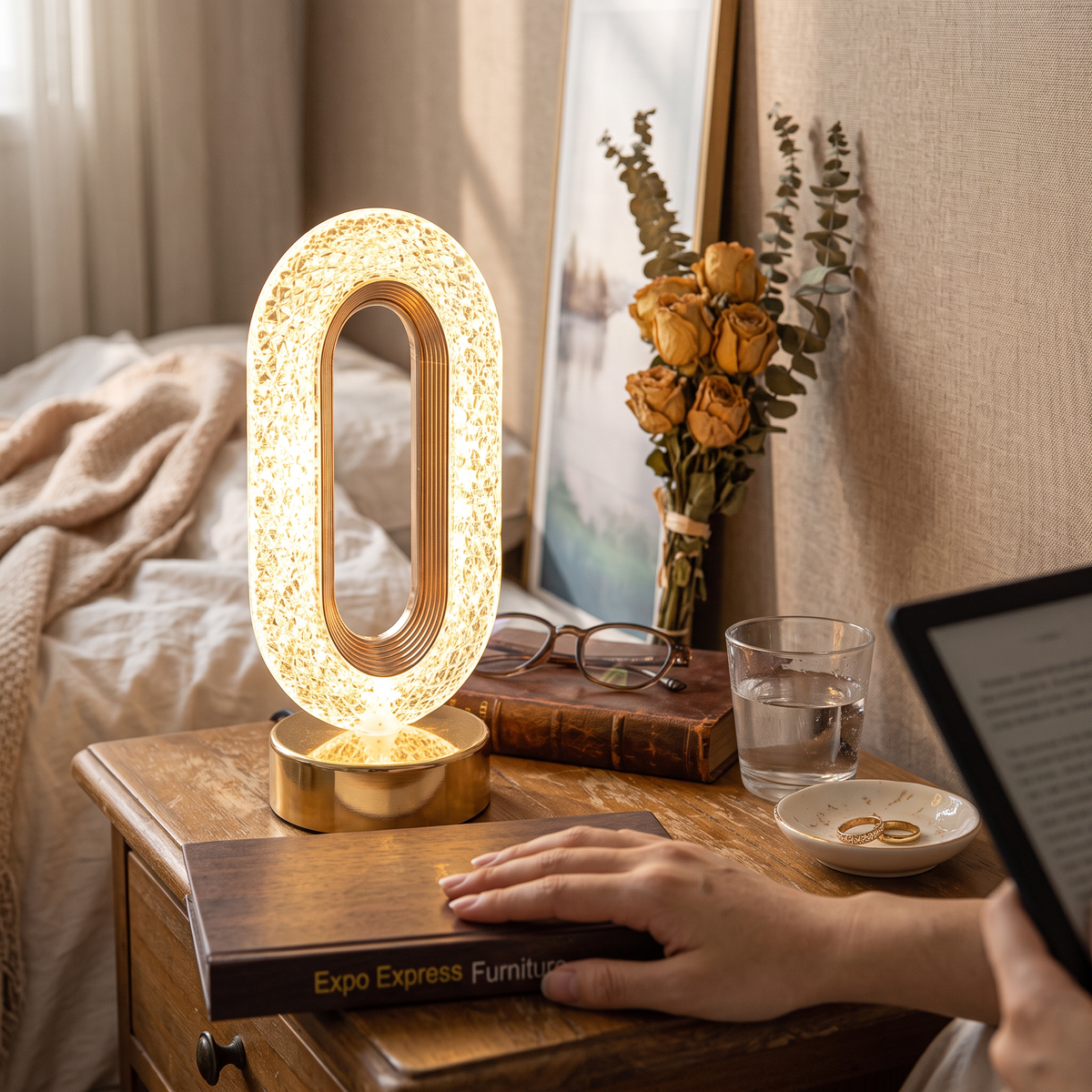 Stellora 3D Crystal Night Light – rechargeable touch dimming lamp
