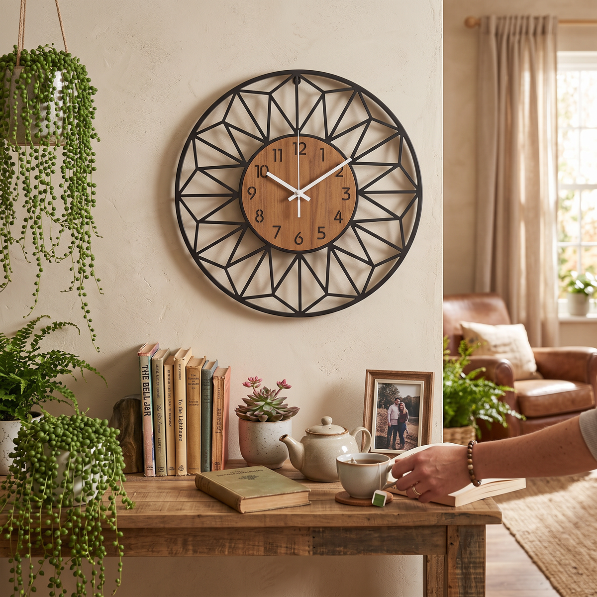 Metal Wood Wall Clock