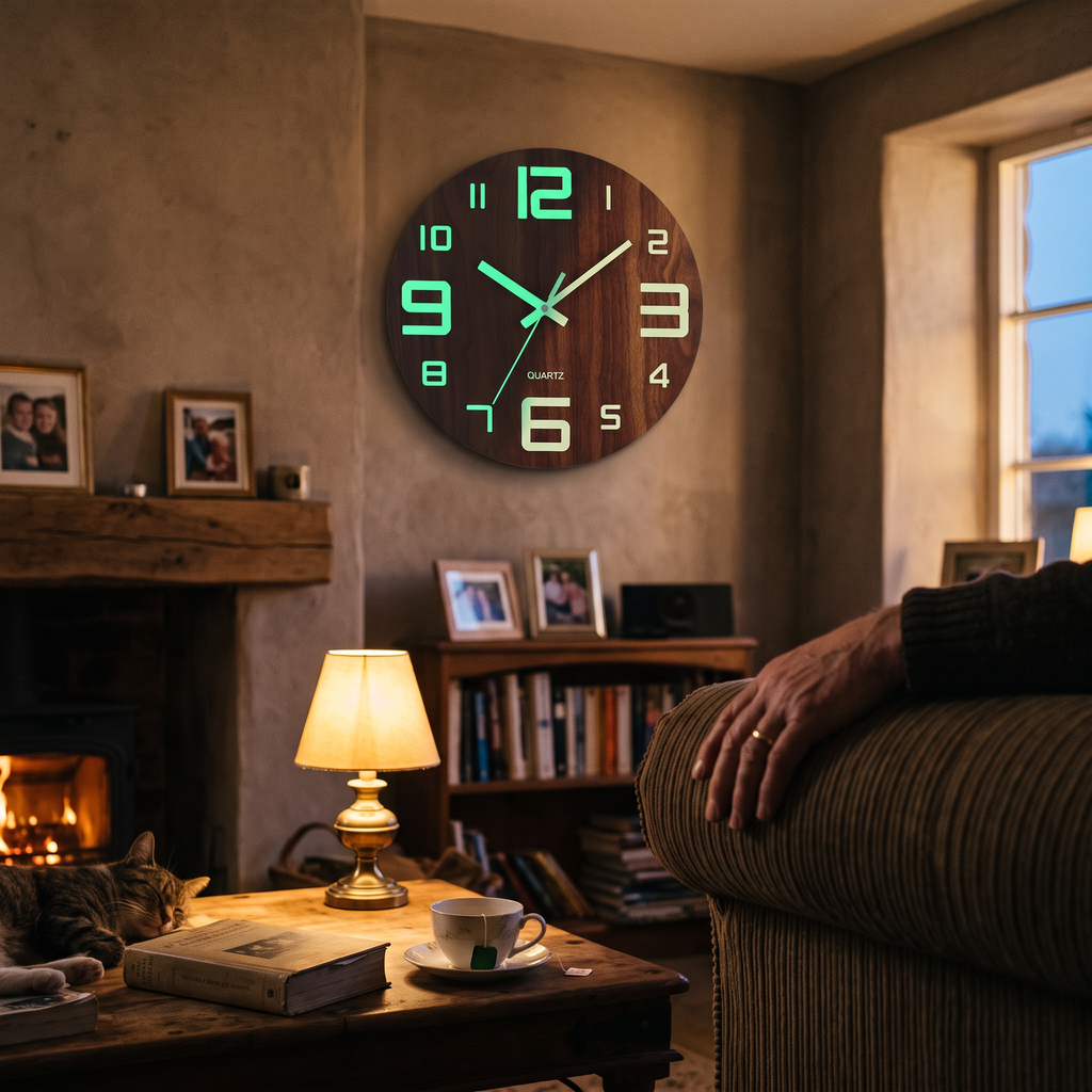 Walnut Luminous Clock