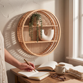 Round Bamboo Wall Shelf