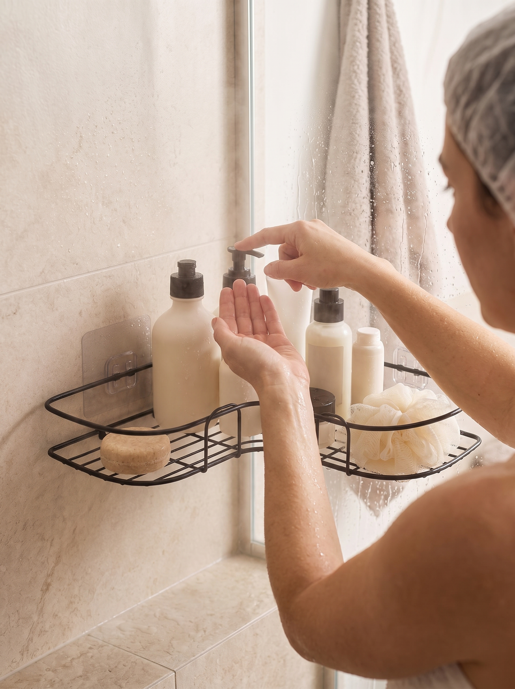 Rustproof Corner Shower Shelf No Drill, No Damage