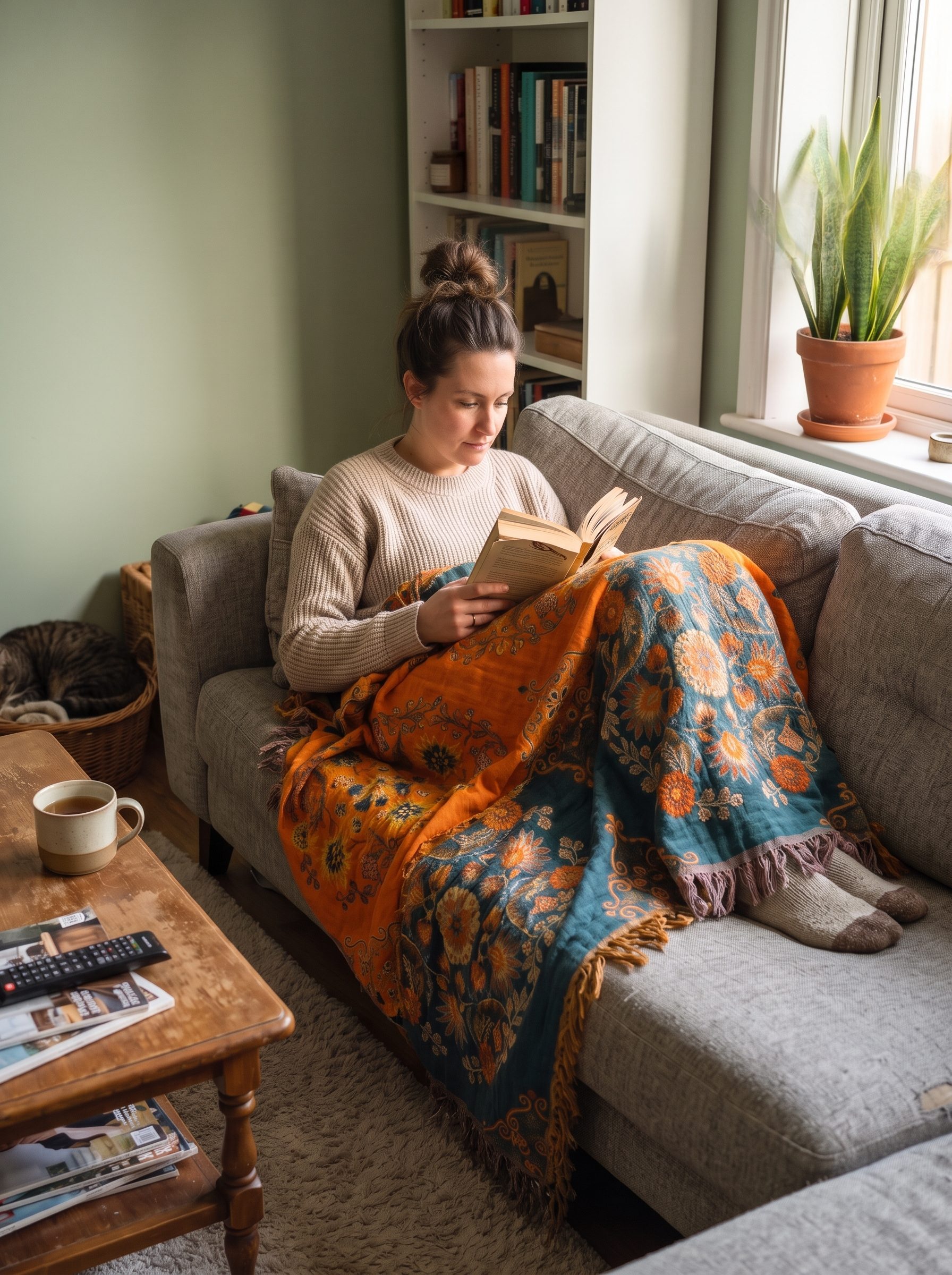 Reversible Cotton Fringe Throw Breathable Cotton Comfort