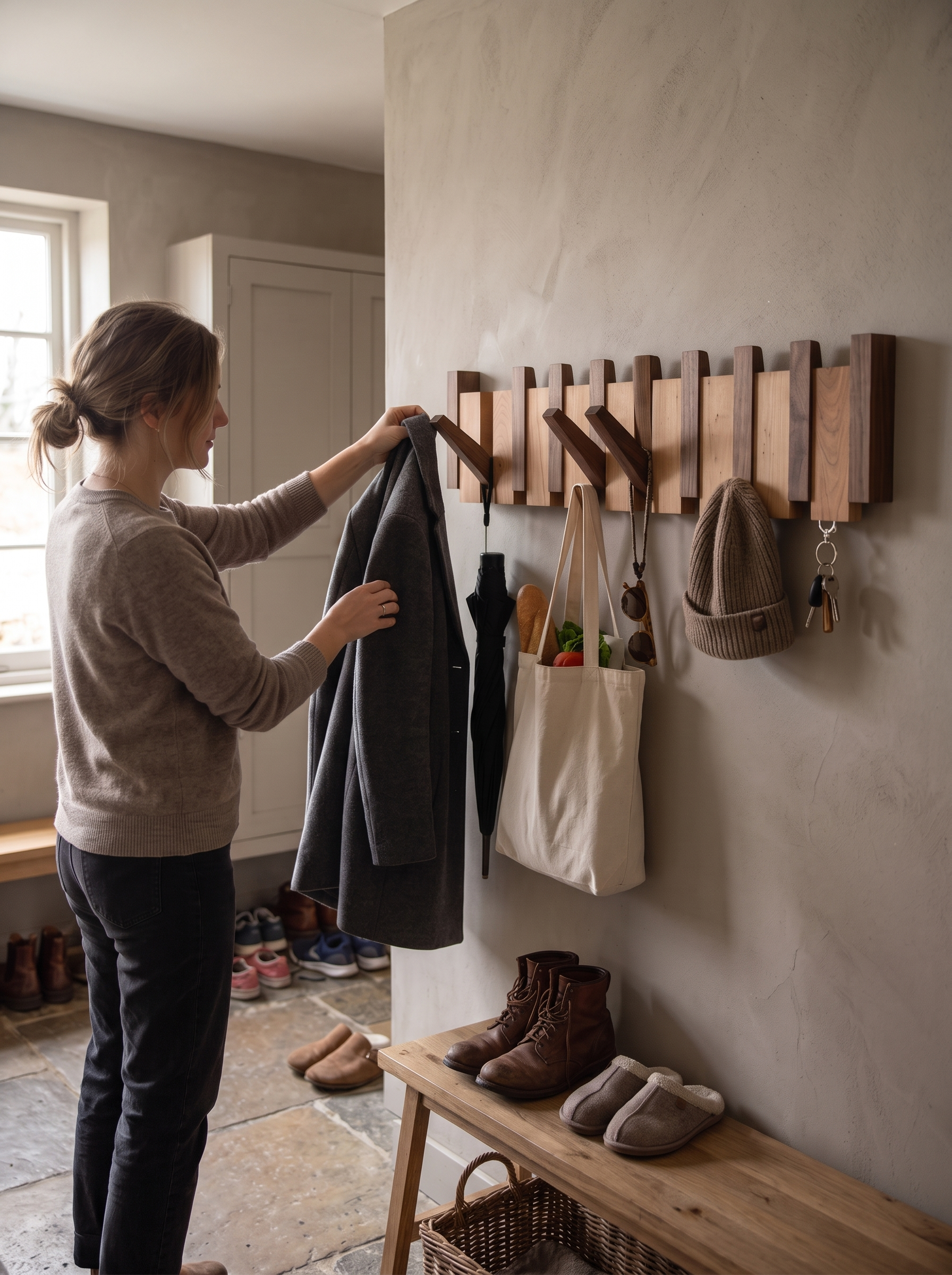 Piano Key Wooden Coat Rack Wall Art That Holds Your Coats