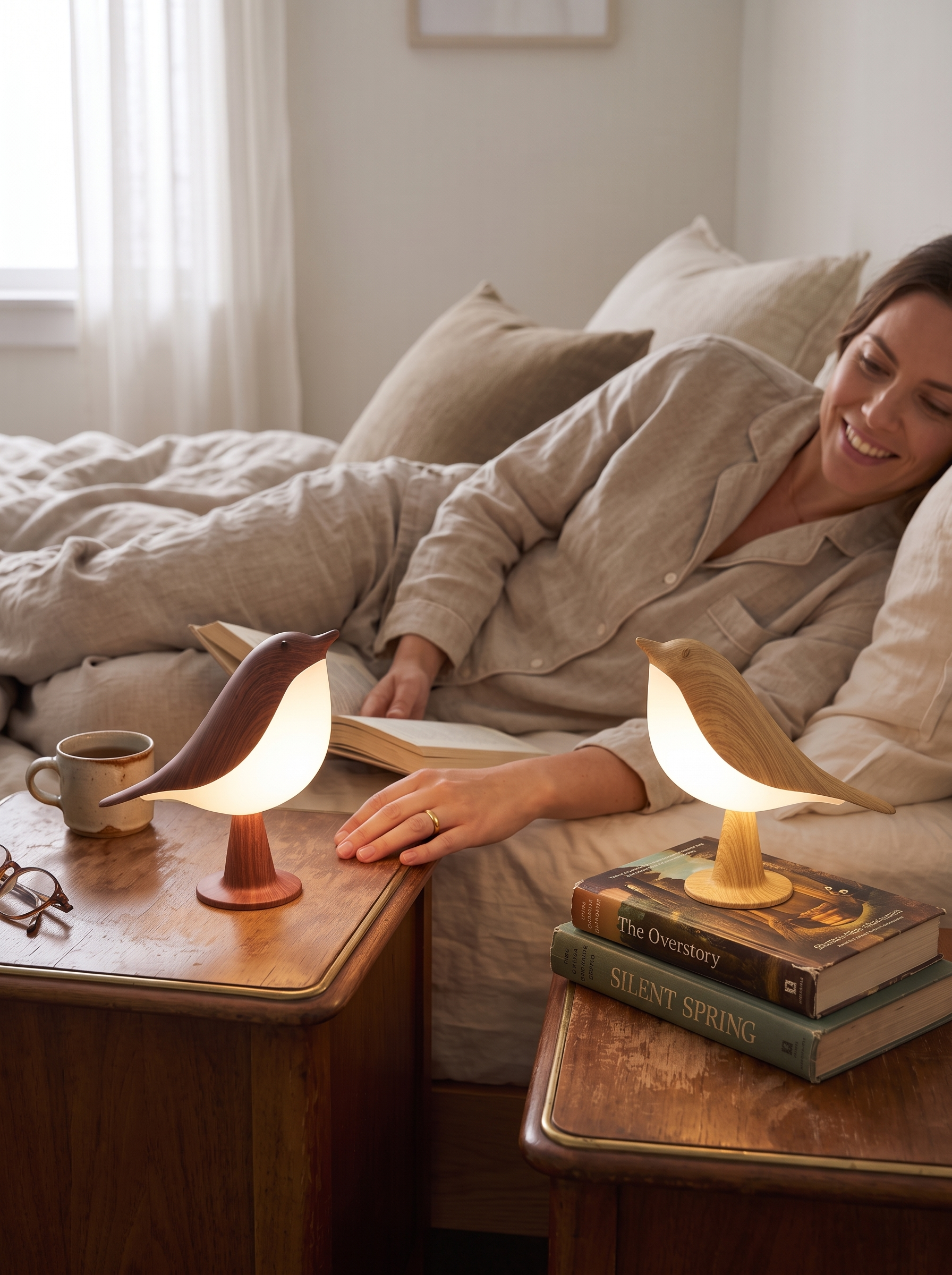 Wooden Bird Rechargeable Table Lamp Cordless And Carefree