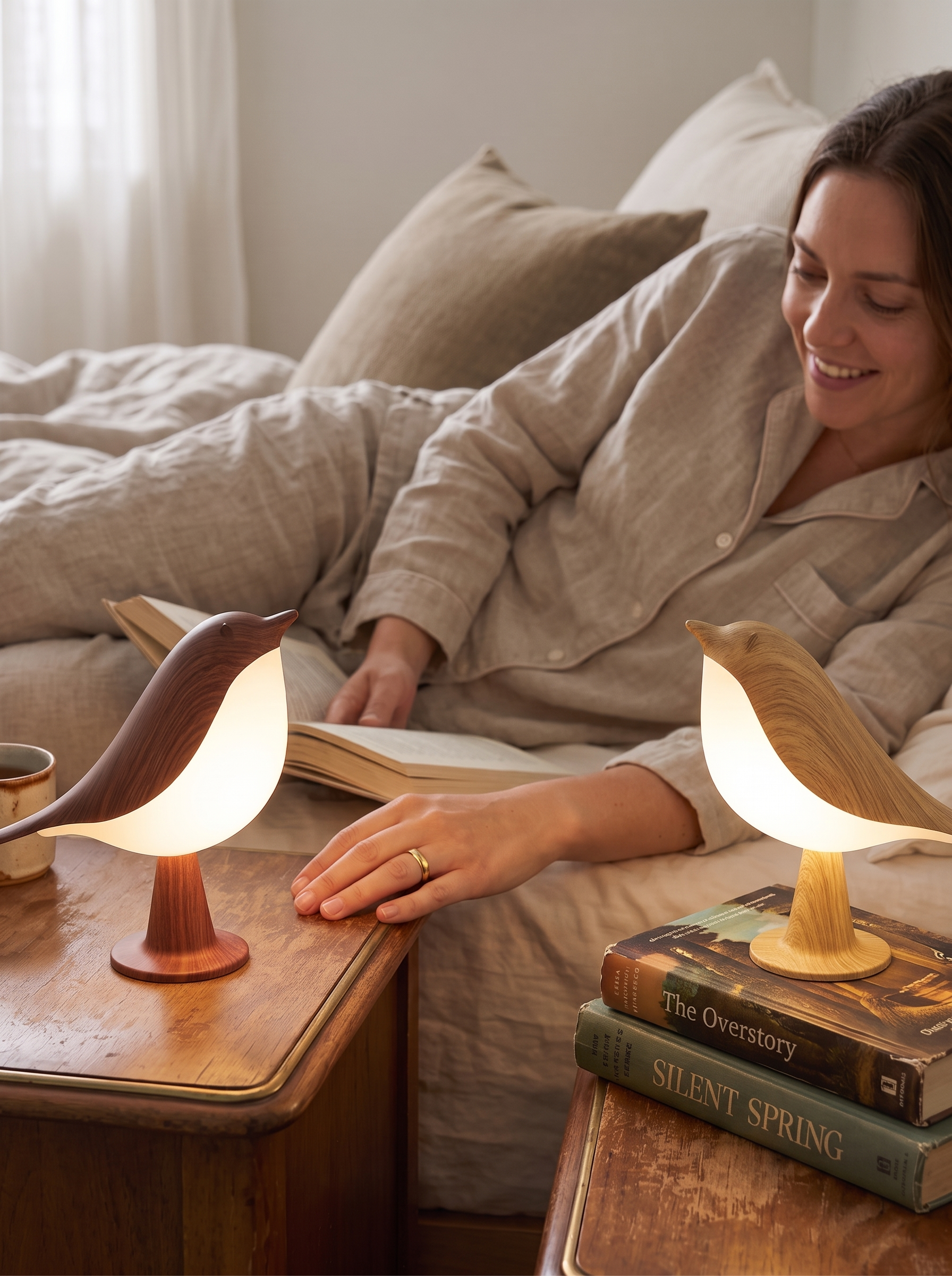Wooden Bird Rechargeable Table Lamp Nature Inspired Glow