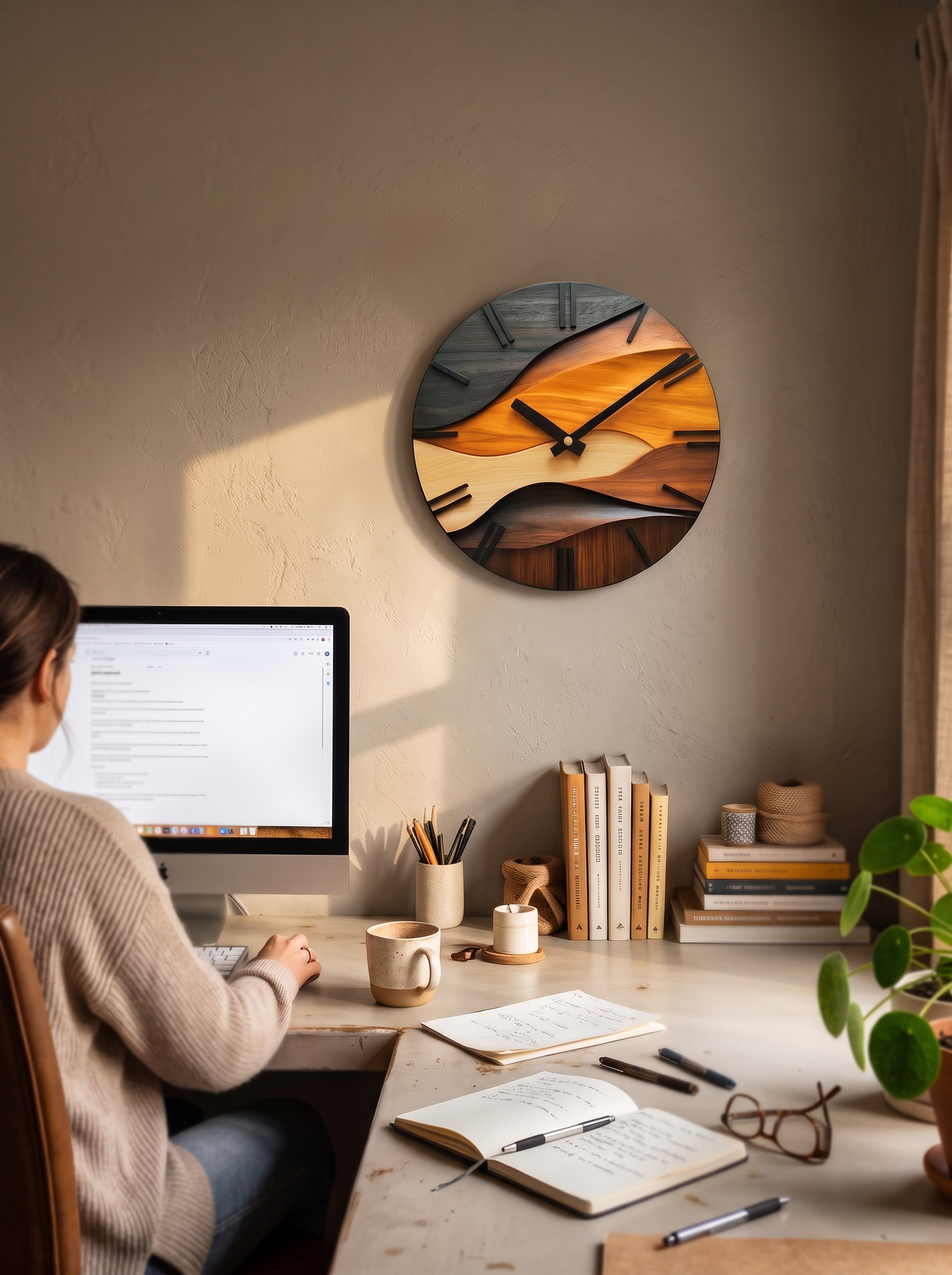 Nordic Wood Grain Wall Clock Sized To Stand Out