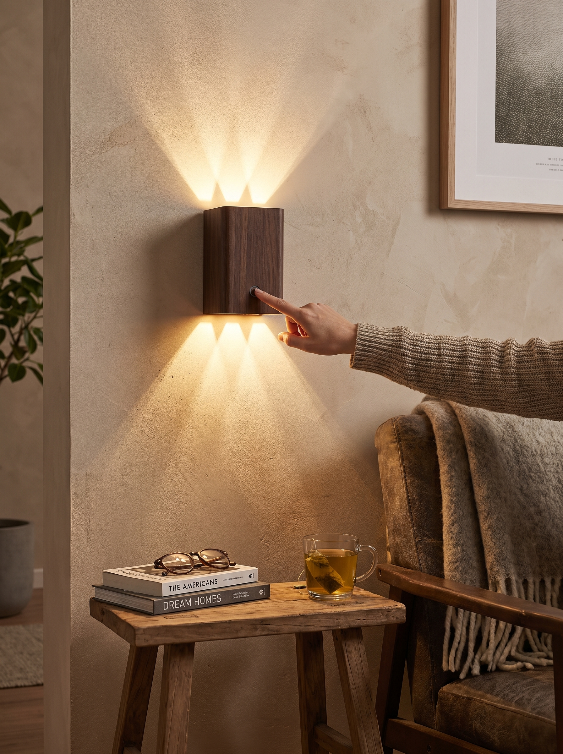 LumiBlock Wood Grain Wall Lamp Long Lasting Light