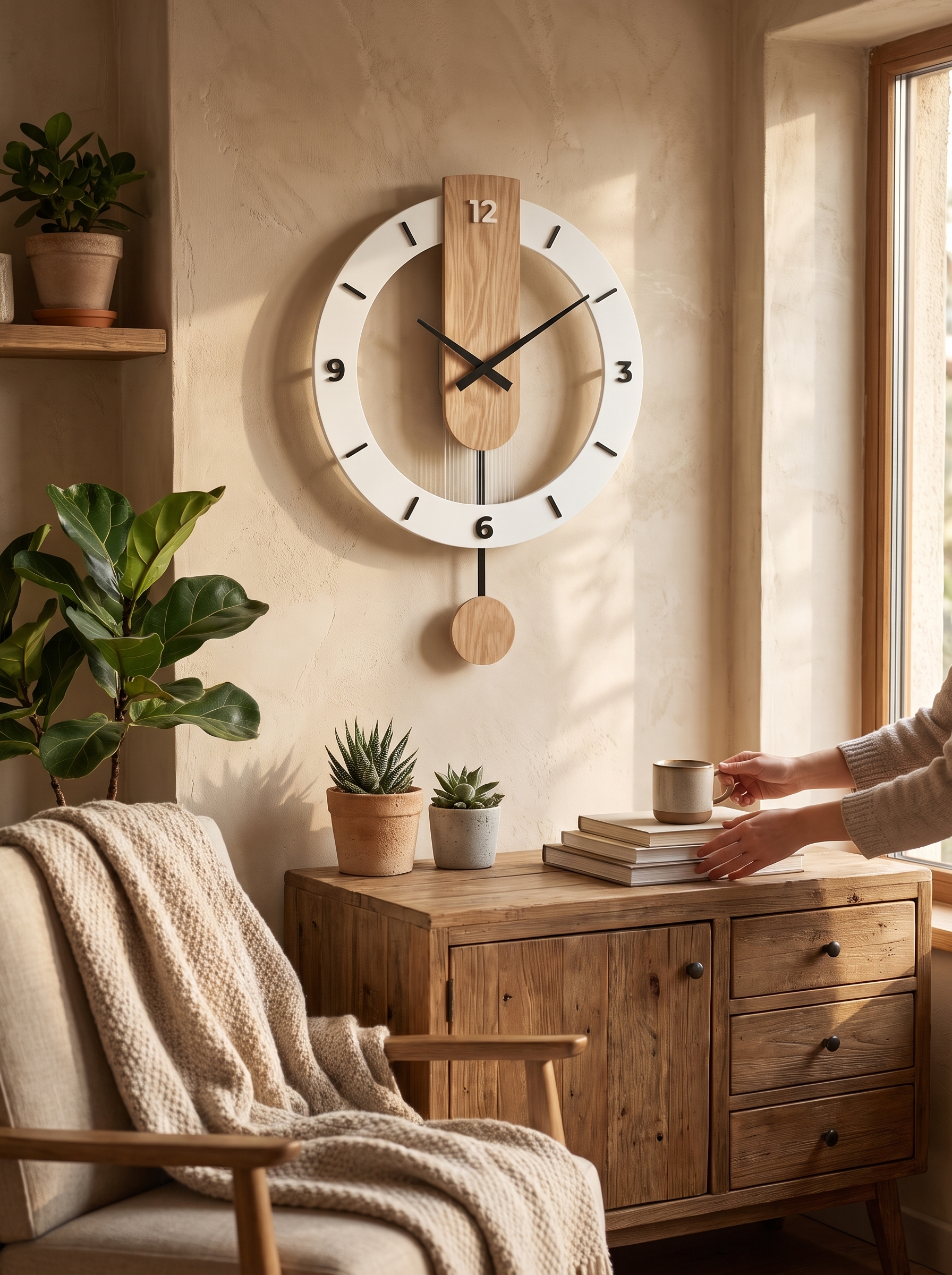 Minimalist Pendulum Wall Clock A Calm Focal Point