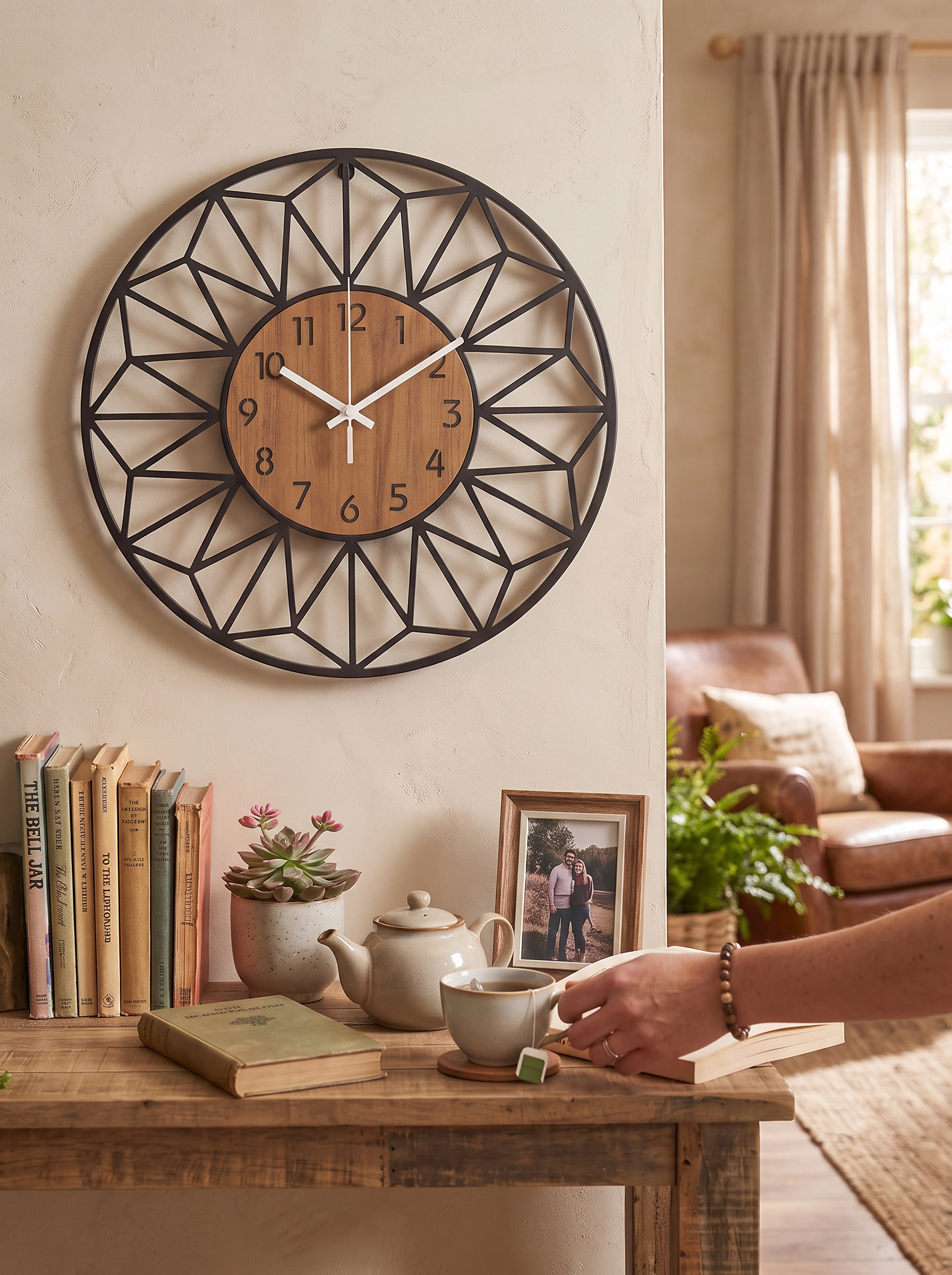 Metal and Wood Wall Clock Modern, Never Cold