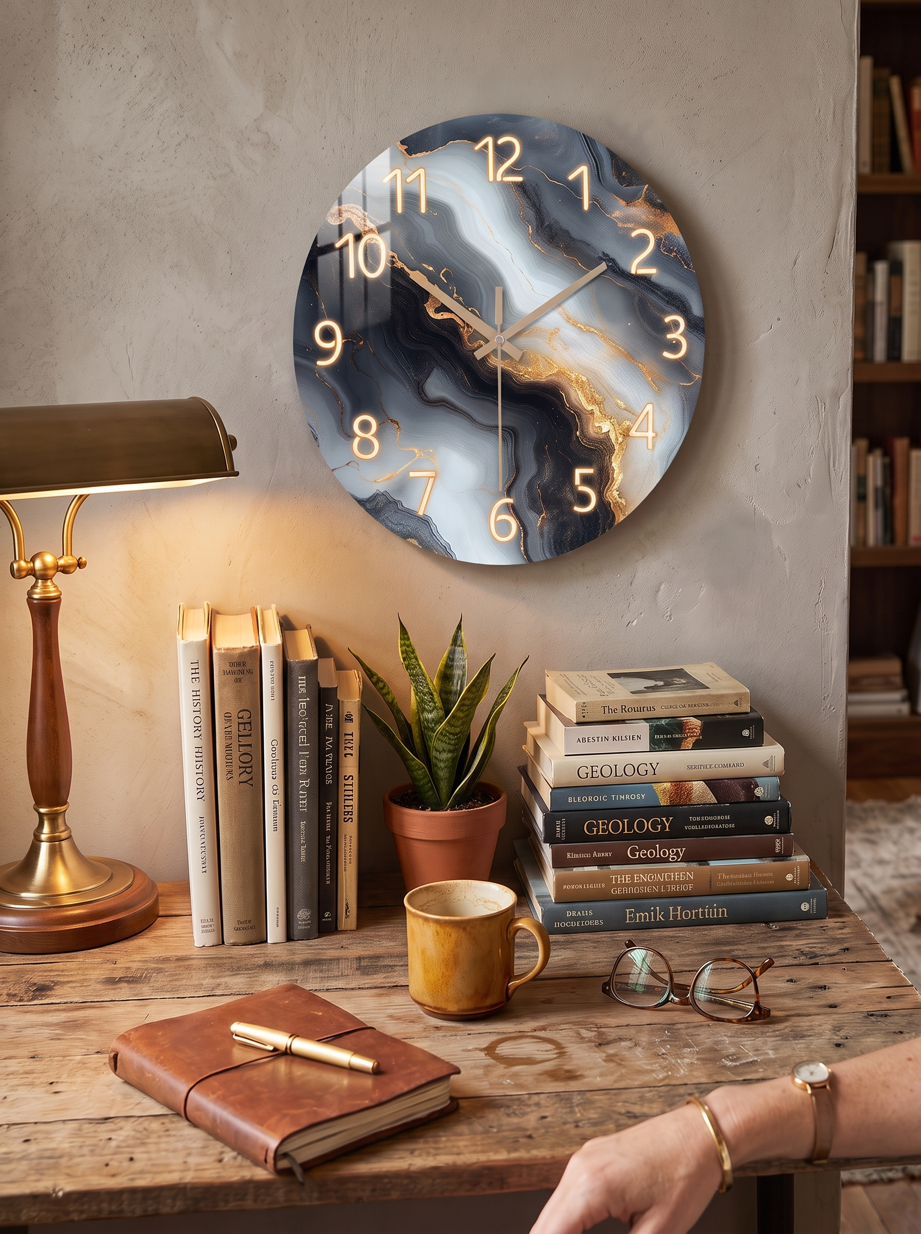 Blue Gold Marble Effect Wall Clock Chosen For The Wall First