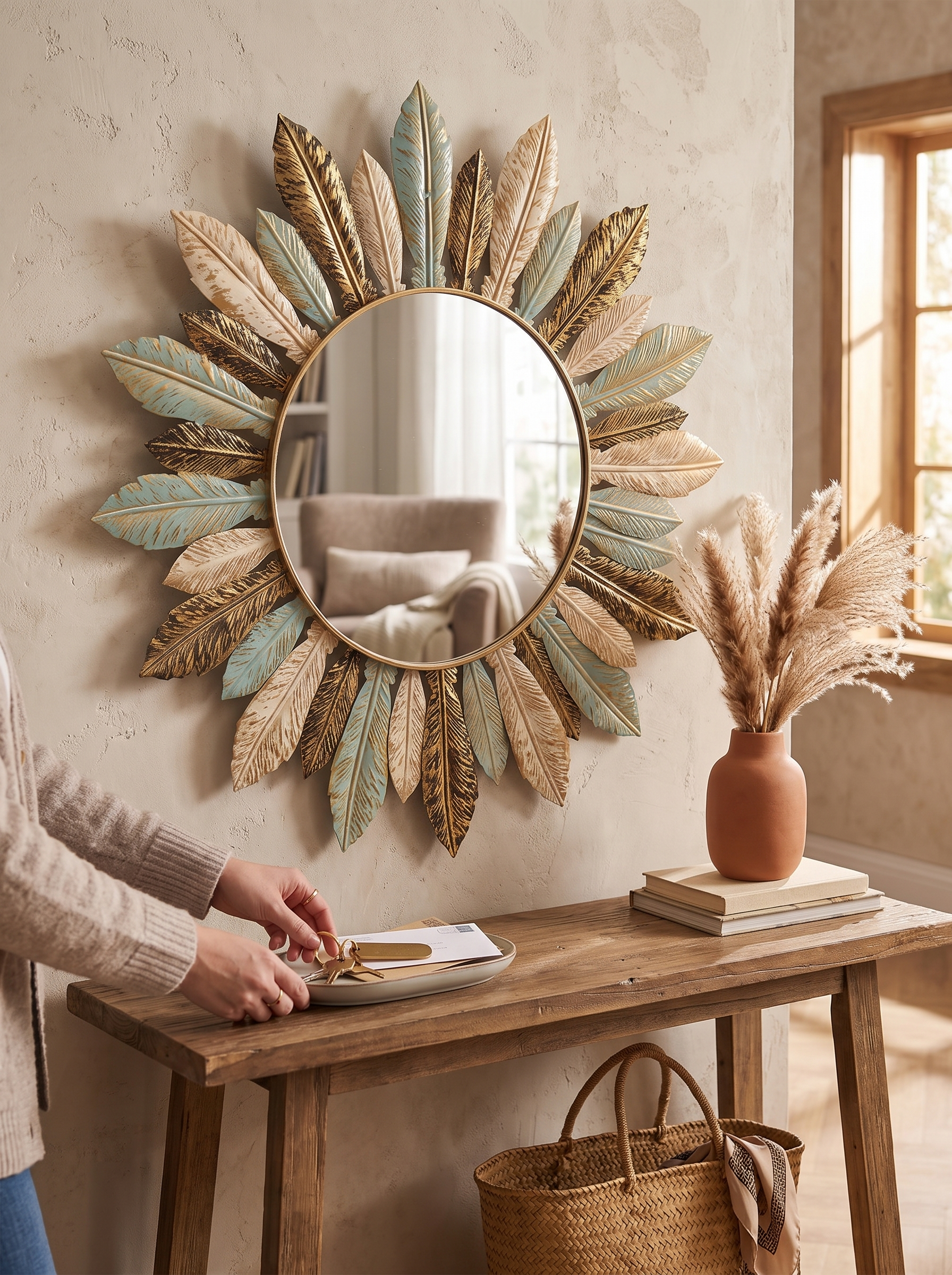 Teal and Gold Sunburst Mirror Colour That Stands Out