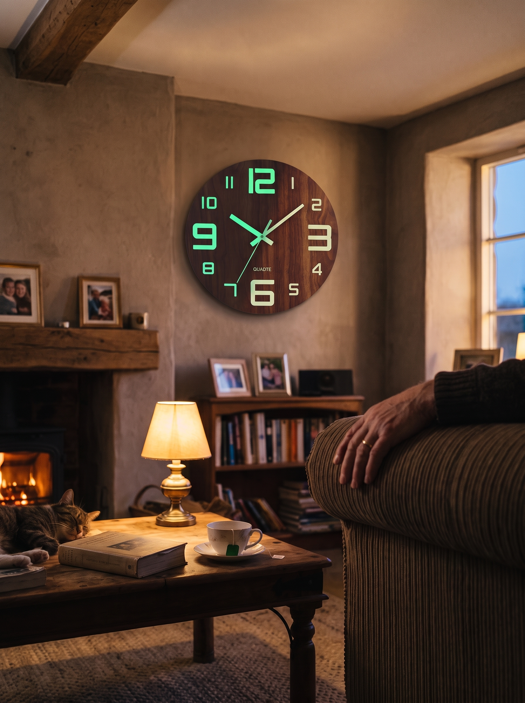 Walnut Luminous Wall Clock Check The Time In The Dark