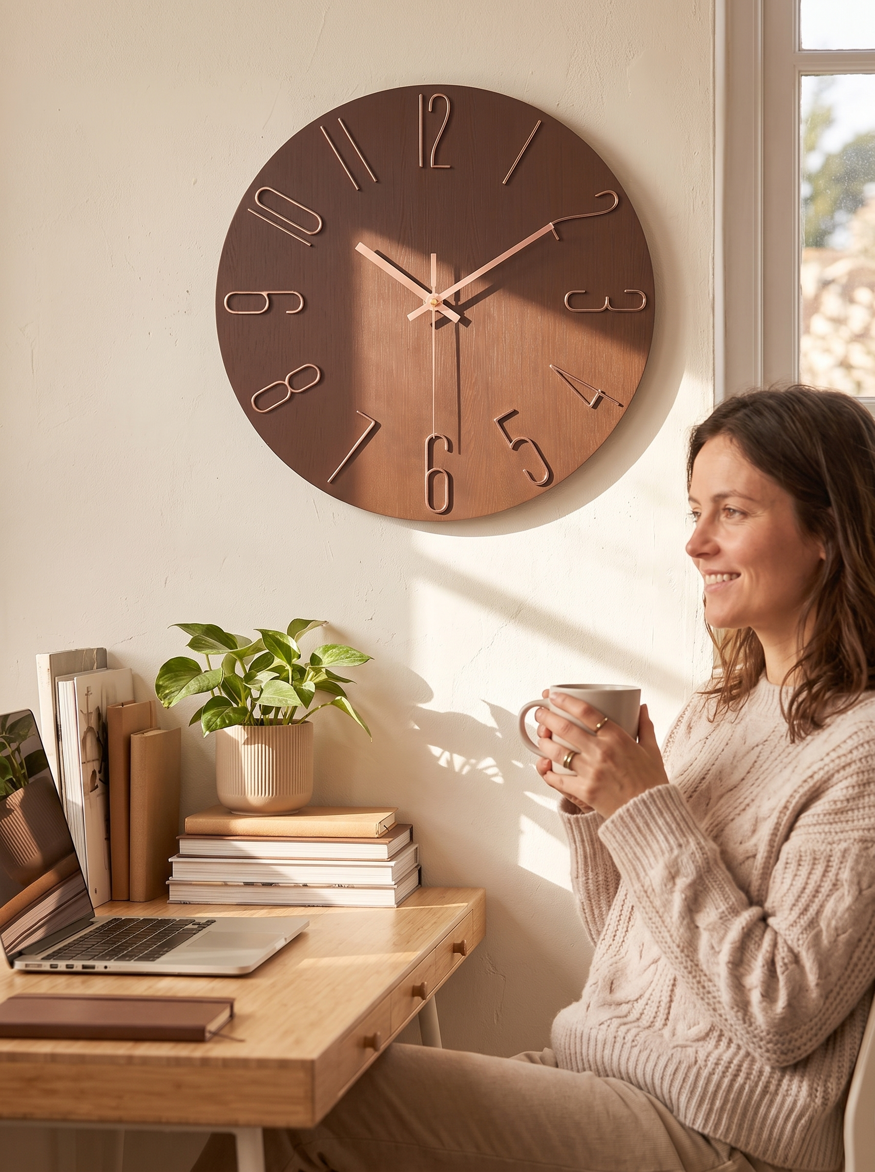 Noble Pastel and Gold Wall Clock Pastel Softness, Gold Glow