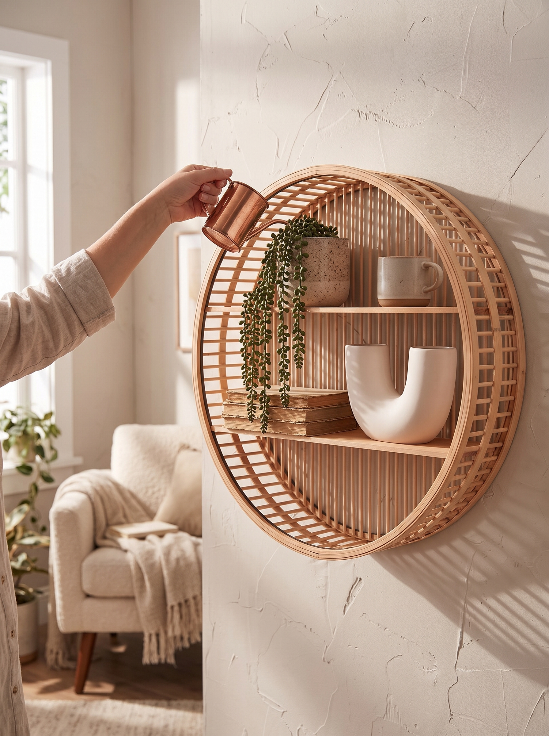 Round Bamboo Wall Shelf A Shelf That Breaks The Line
