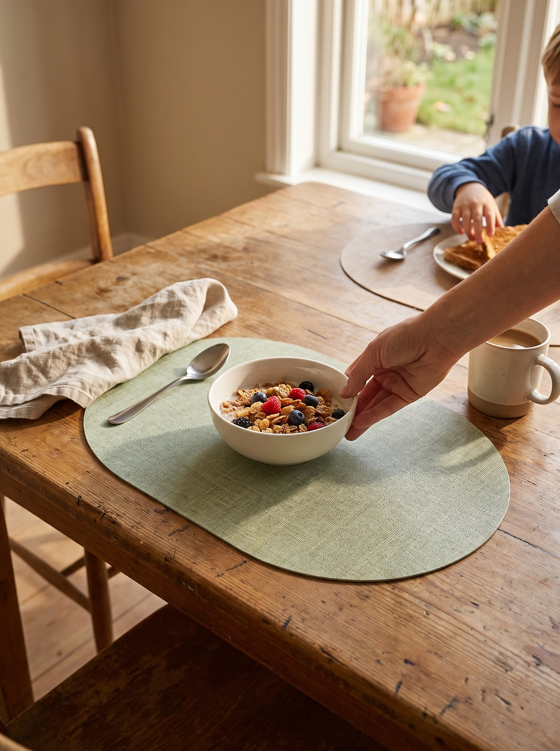 LinoMat Oval Faux Leather Placemats Easy Care, Every Day