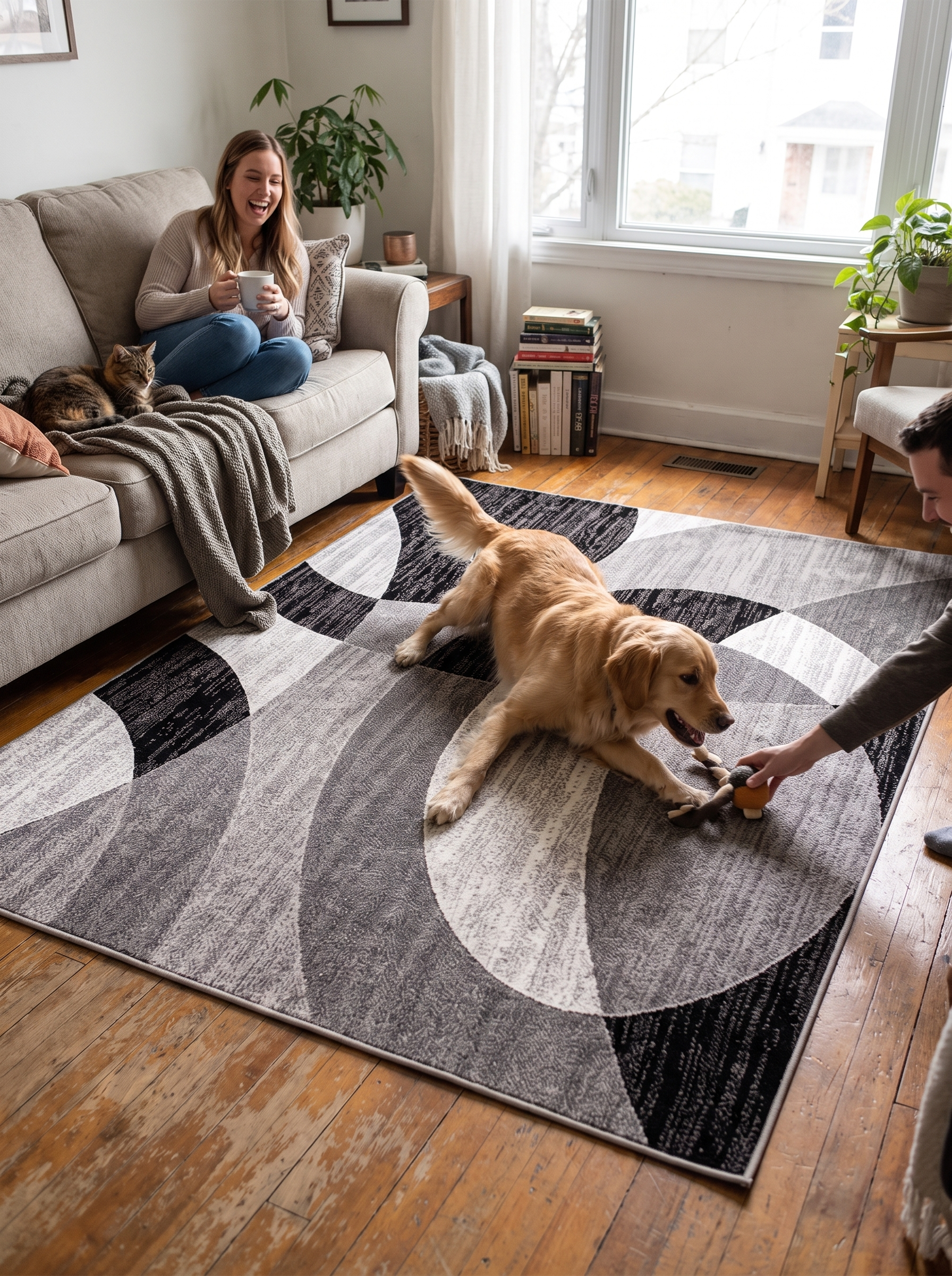 Orbit Weave Abstract Circle Rug Stays Put
