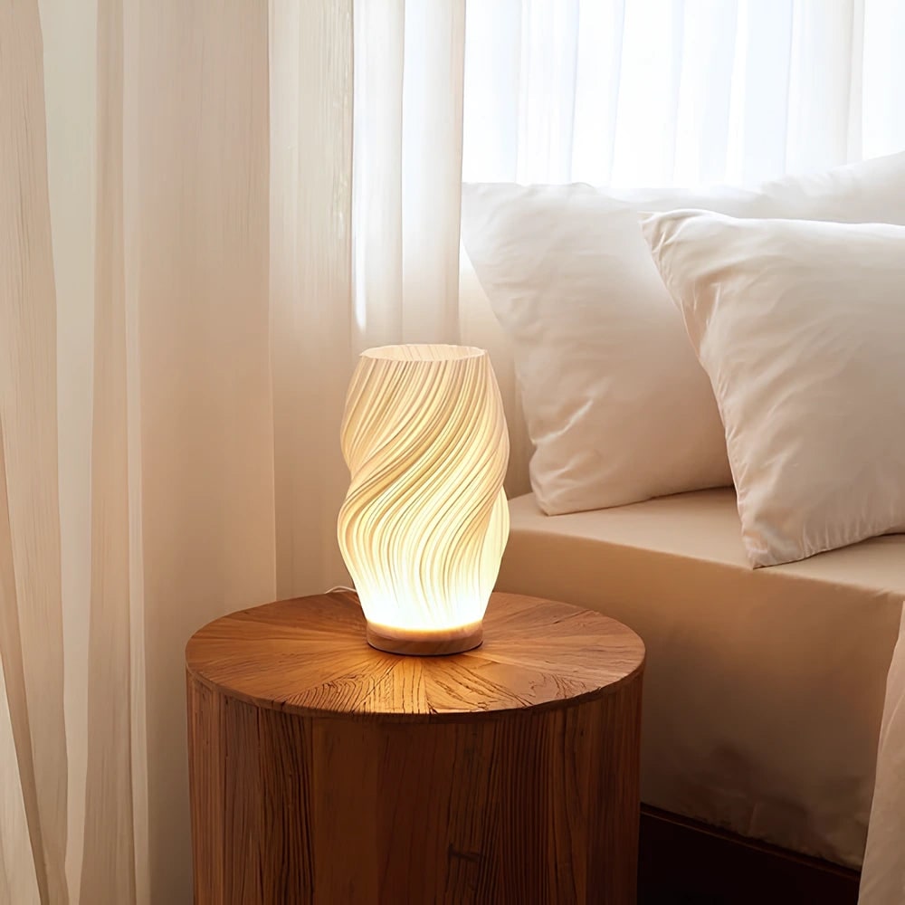 Wave Wood Table Lamp